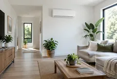 Ductless mini-split on a living room wall